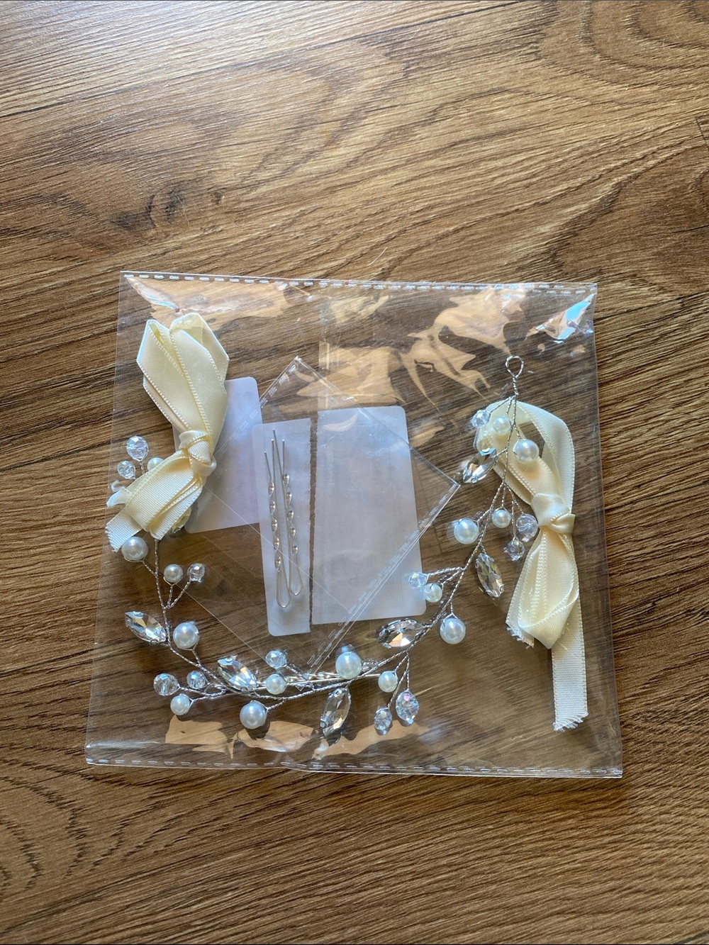 Ivory Pearl & Crystal Hair Vine with Bows